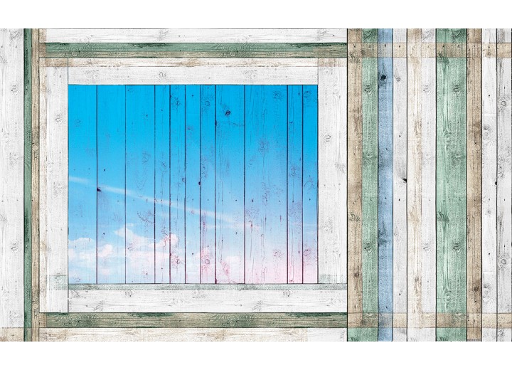 Fotobehang Vlies | Hout, Landelijk | Blauw | 254x184cm