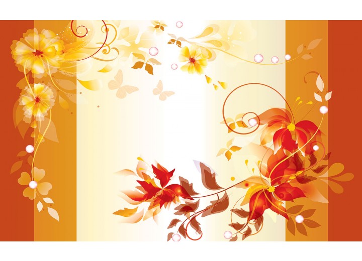 Fotobehang Vlies | Bloemen | Oranje, Geel | 254x184cm