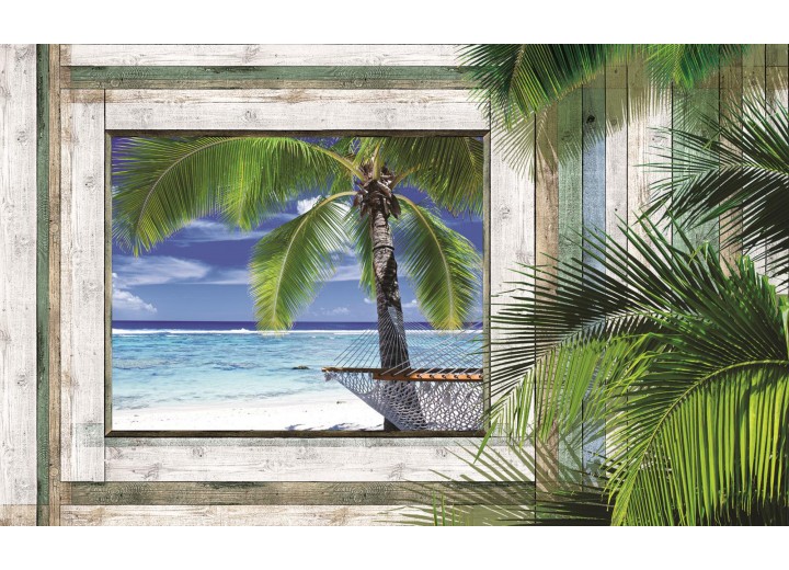 Fotobehang Vlies | Strand | Groen, Grijs | 254x184cm