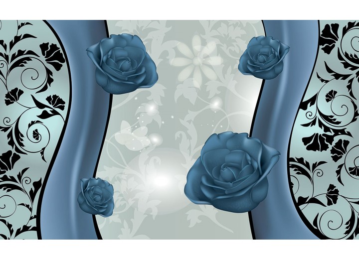 Fotobehang Vlies | Bloemen | Blauw | 254x184cm