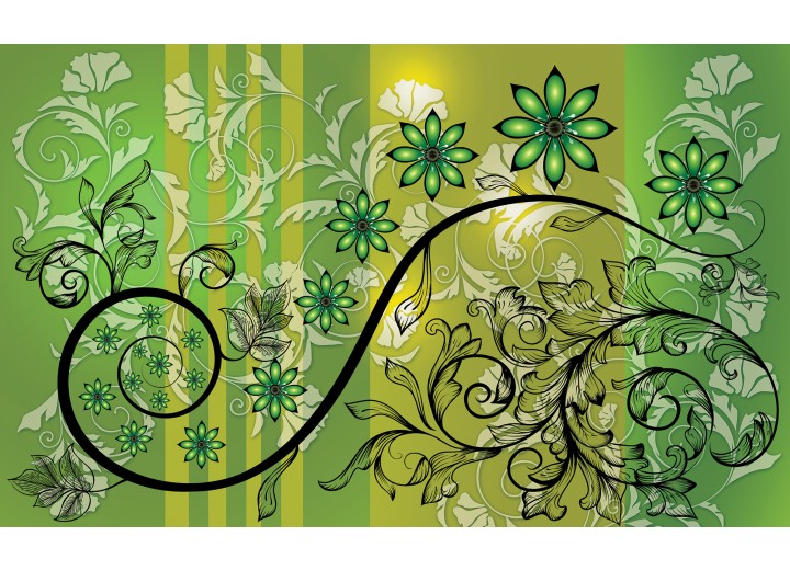 Fotobehang Vlies | Bloemen | Groen, Geel | 254x184cm