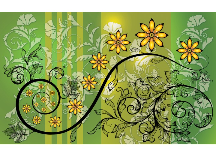 Fotobehang Vlies | Bloemen | Groen, Geel | 254x184cm