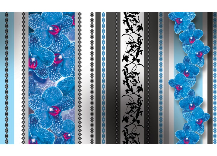 Fotobehang Vlies | Bloemen, Orchidee | Blauw, Grijs | 254x184cm