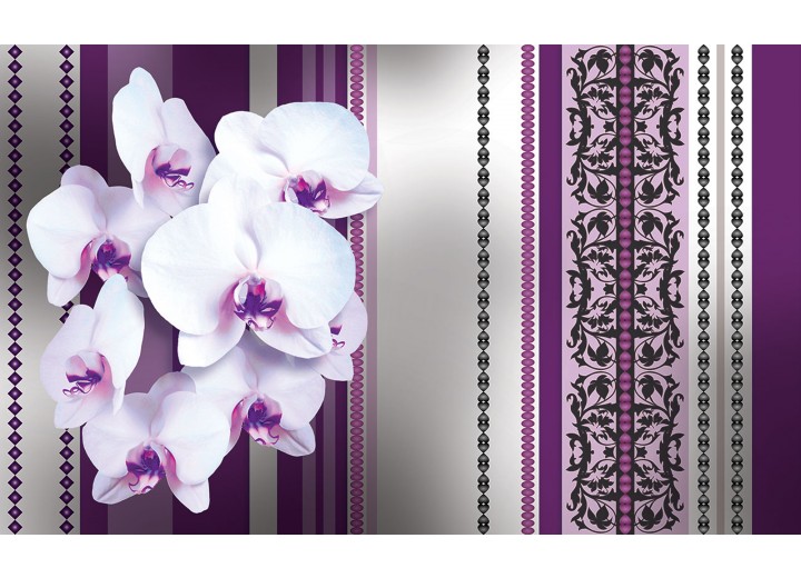 Fotobehang Vlies | Bloemen, Orchidee | Paars, Grijs | 254x184cm