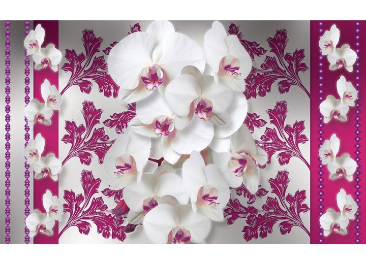 Fotobehang Vlies | Bloemen, Orchideeën | Roze, Wit | 254x184cm