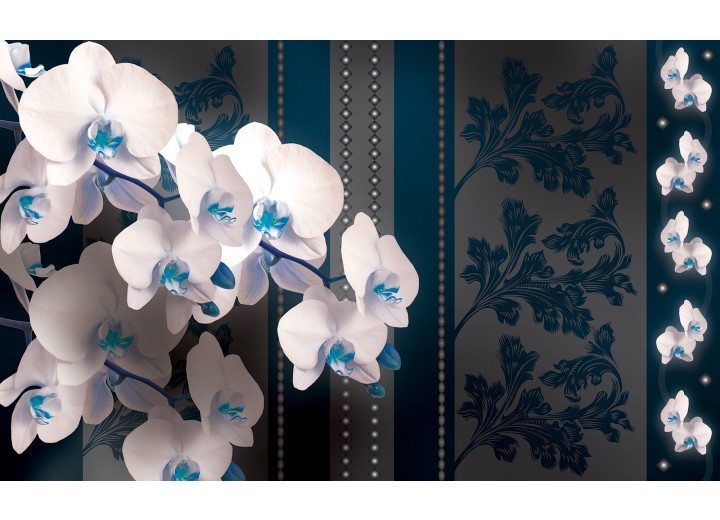Fotobehang Vlies | Bloemen, Orchideeën | Blauw | 254x184cm