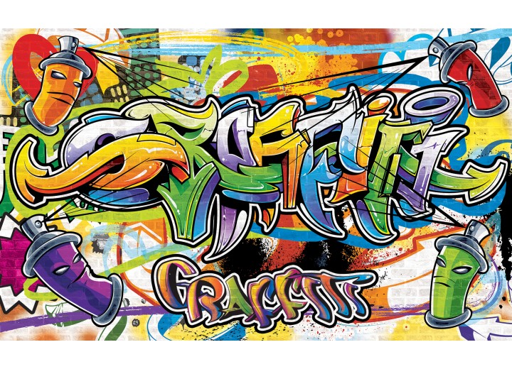 Fotobehang Vlies | Graffiti, Street art | Groen | 254x184cm