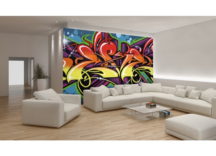 Fotobehang Graffiti, Street art | Blauw | 152,5x104cm