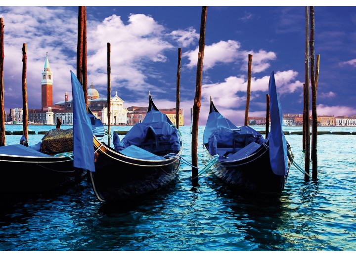 Fotobehang Vlies | Venetië, Stad | Blauw, Groen | 254x184cm