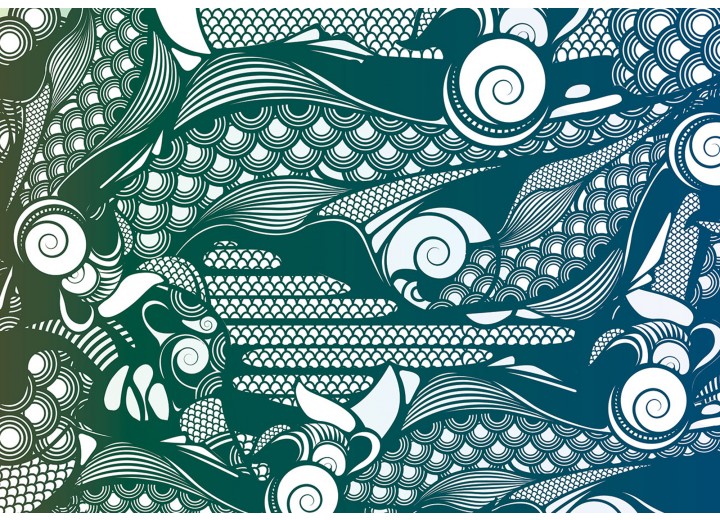 Fotobehang Vlies | Abstract | Groen, Blauw | 254x184cm