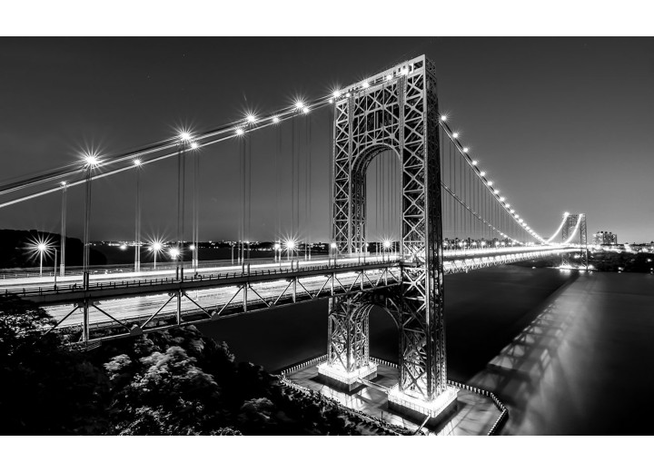 Fotobehang Vlies | Brug | Zwart, Wit | 254x184cm