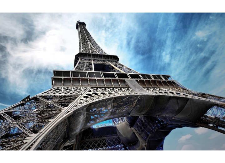Fotobehang Vlies | Eiffeltoren | Grijs, Blauw | 254x184cm