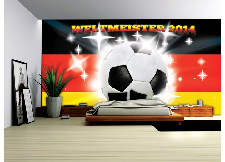 Fotobehang Voetbal | Geel, Zwart | 104x70,5cm