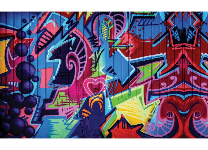 Fotobehang Vlies | Graffiti | Blauw, Rood | 254x184cm