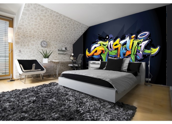 Fotobehang Graffiti | Zwart, Groen | 104x70,5cm