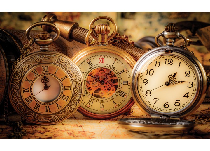 Fotobehang Vlies | Klok, Keuken | Bruin | 254x184cm