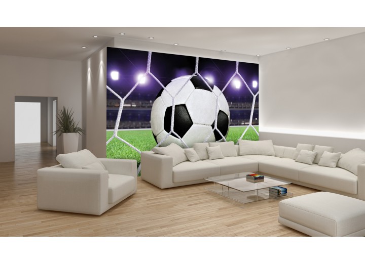 Fotobehang Voetbal | Groen, Wit | 312x219cm