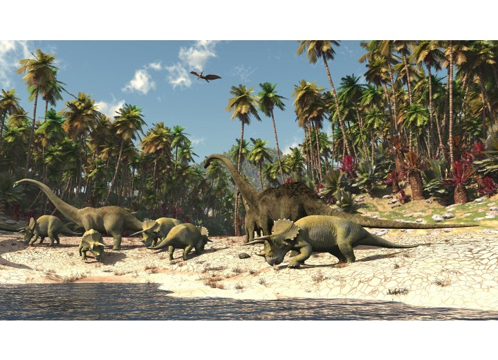 Fotobehang Vlies | Jungle, Dinosaurussen | Groen | 254x184cm
