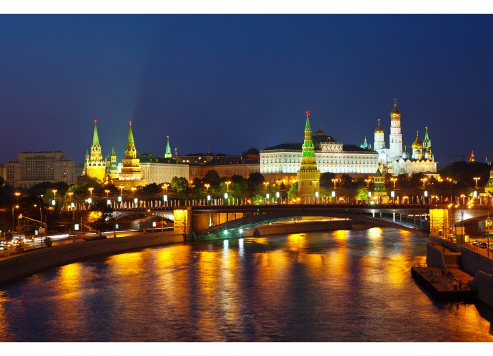 Fotobehang Vlies | Moscow, Stad | Oranje | 254x184cm