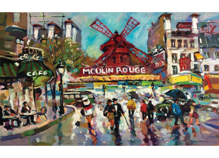 Fotobehang Vlies | Moulin Rouge | Grijs | 254x184cm