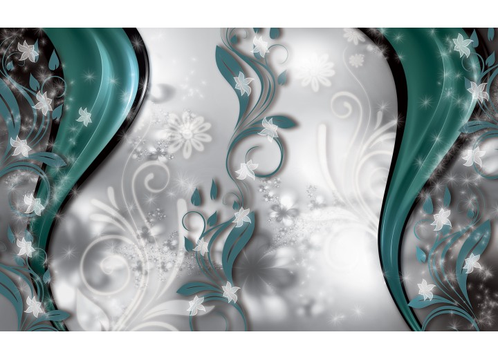 Fotobehang Vlies | Abstract, Bloem | Zilver | 254x184cm