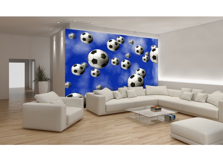 Fotobehang Papier Voetbal | Blauw | 368x254cm