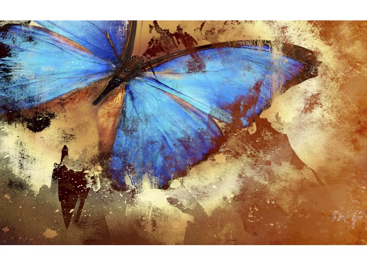 Fotobehang Vlies | Vlinder, Abstract | Blauw | 254x184cm
