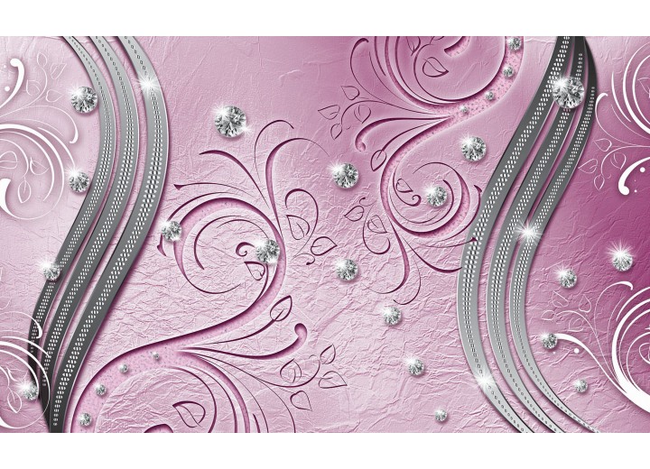 Fotobehang Vlies | Abstract | Roze, Zilver | 254x184cm