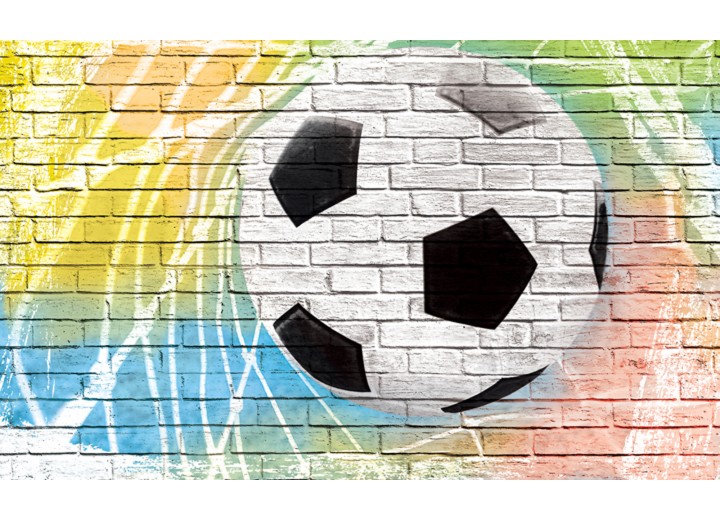 Fotobehang Vlies | Voetbal, Muur | Geel | 254x184cm