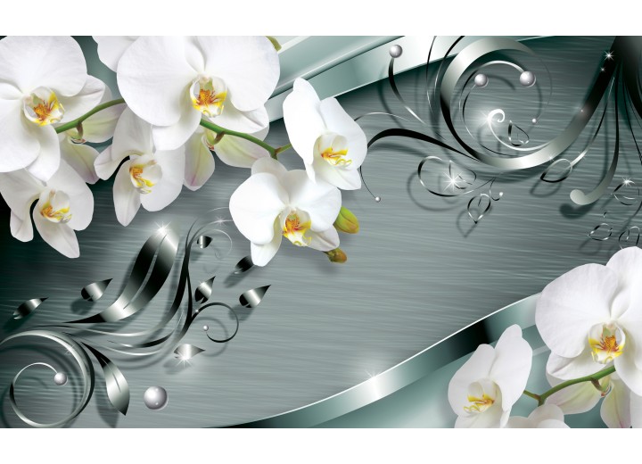 Fotobehang Vlies | Bloemen, Orchidee | Wit | 254x184cm