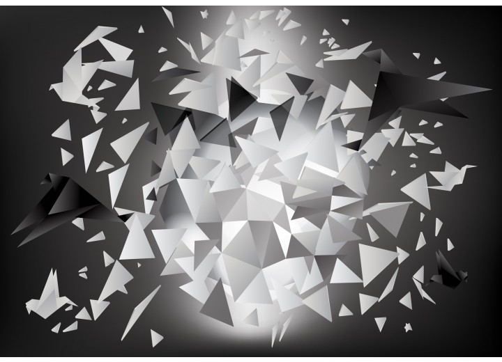 Fotobehang Vlies | 3D, Origami | Grijs | 254x184cm