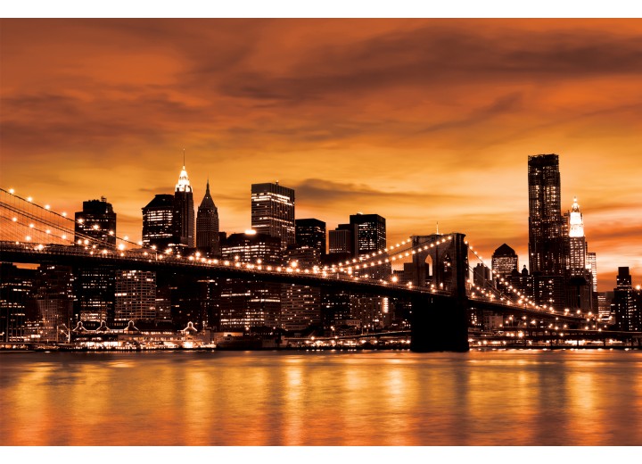 Fotobehang Vlies | New York | Oranje | 254x184cm
