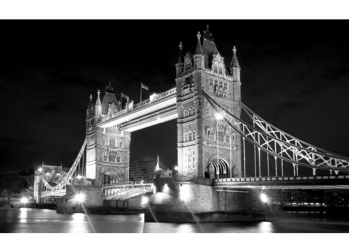 Fotobehang Vlies | London, Brug | Zwart | 254x184cm