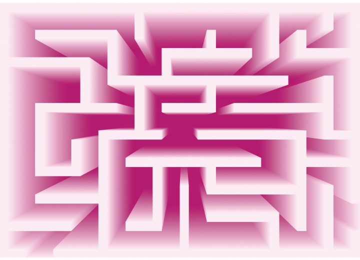 Fotobehang Vlies | Design, Doolhof | Roze | 254x184cm