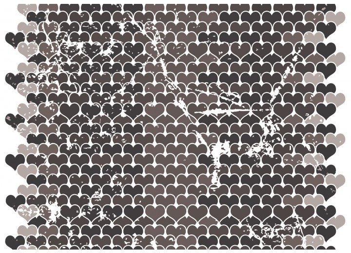 Fotobehang Vlies | Hartjes | Grijs | 254x184cm