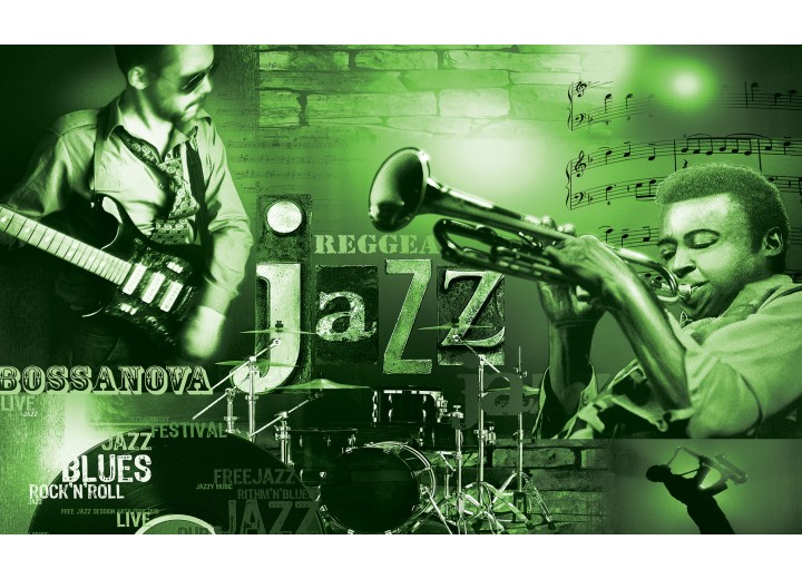 Fotobehang Vlies | Muziek, Jazz | Groen | 254x184cm