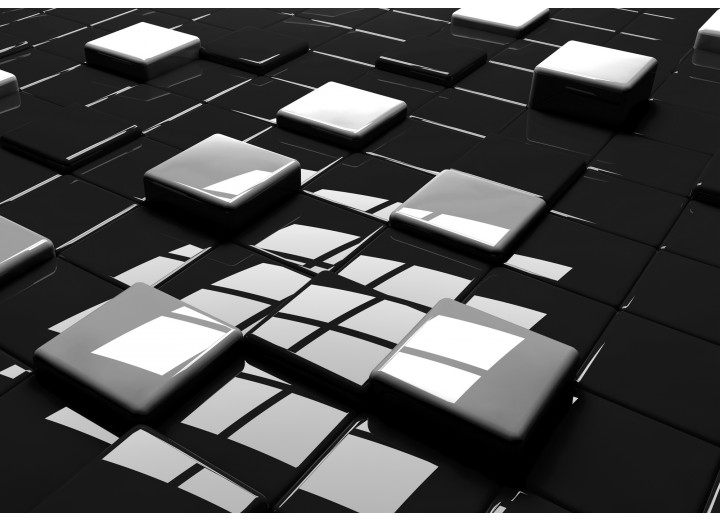 Fotobehang Vlies | 3D | Zwart, Wit | 254x184cm