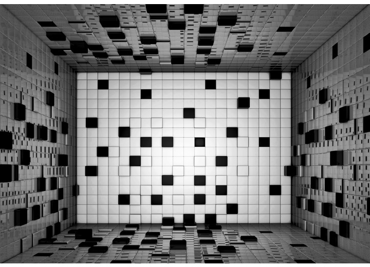 Fotobehang Vlies | 3D | Grijs, Zwart | 254x184cm