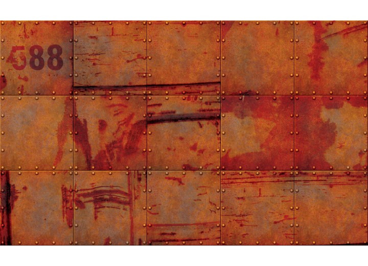 Fotobehang Vlies | Industrieel, Metaallook | Oranje | 254x184cm