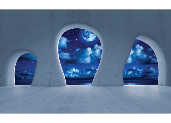 Fotobehang Vlies | Modern, Nacht | Blauw | 254x184cm