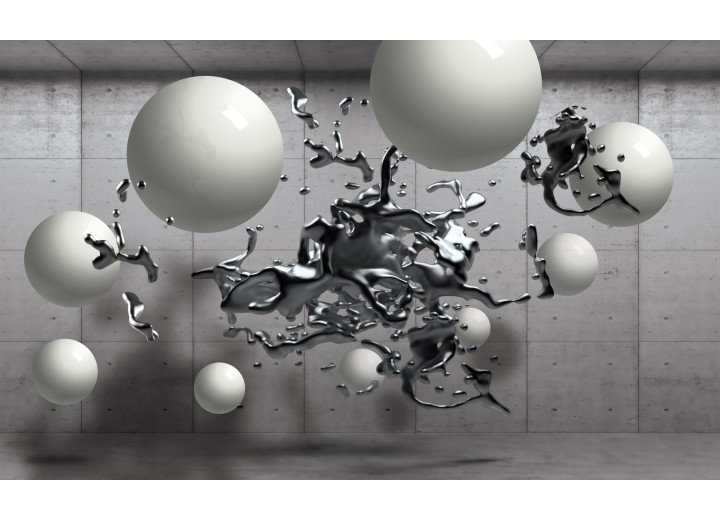 Fotobehang Vlies | Abstract, 3D | Zilver | 254x184cm