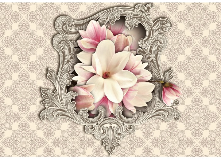 Fotobehang Vlies | Magnolia, Bloem | Crème | 254x184cm