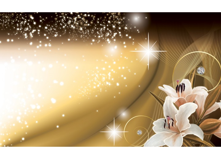 Fotobehang Vlies | Lelie, Modern | Goud | 254x184cm