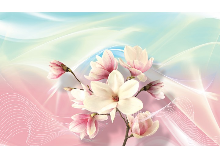 Fotobehang Vlies | Magnolia, Bloem | Roze | 254x184cm