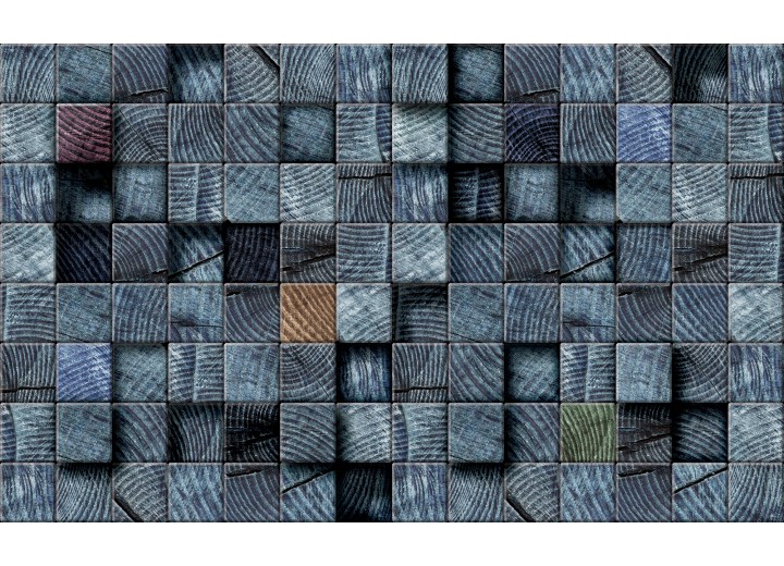 Fotobehang Vlies | Hout | Blauw | 254x184cm