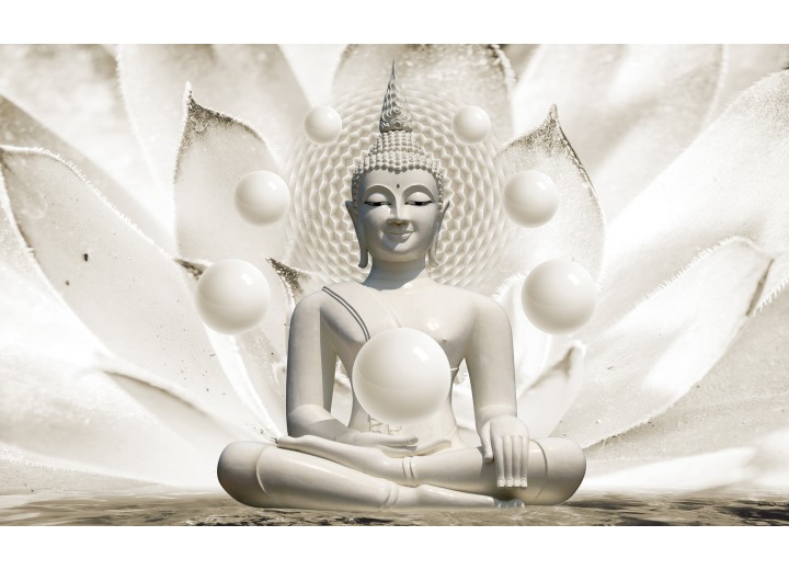 Fotobehang Vlies | Boeddha, Zen | Wit | 254x184cm