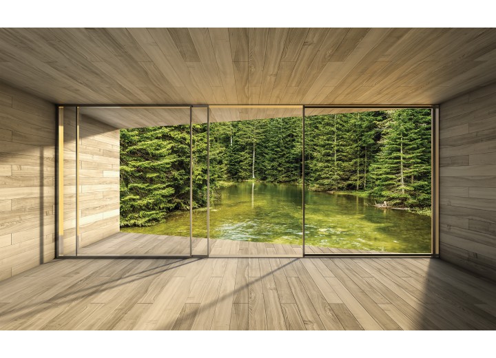 Fotobehang Vlies | Bos, Modern | Groen | 254x184cm