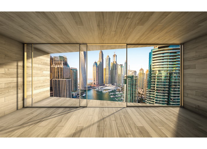 Fotobehang Vlies | Steden, Skyline | Grijs | 254x184cm