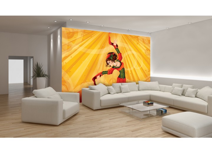 Fotobehang Vrouw, Dansen | Geel | 208x146cm