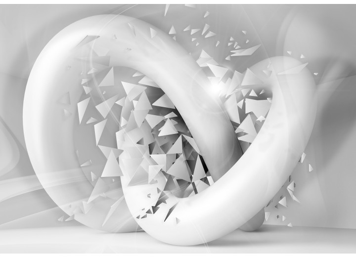 Fotobehang Vlies | 3D, Design | Grijs, Wit | 254x184cm